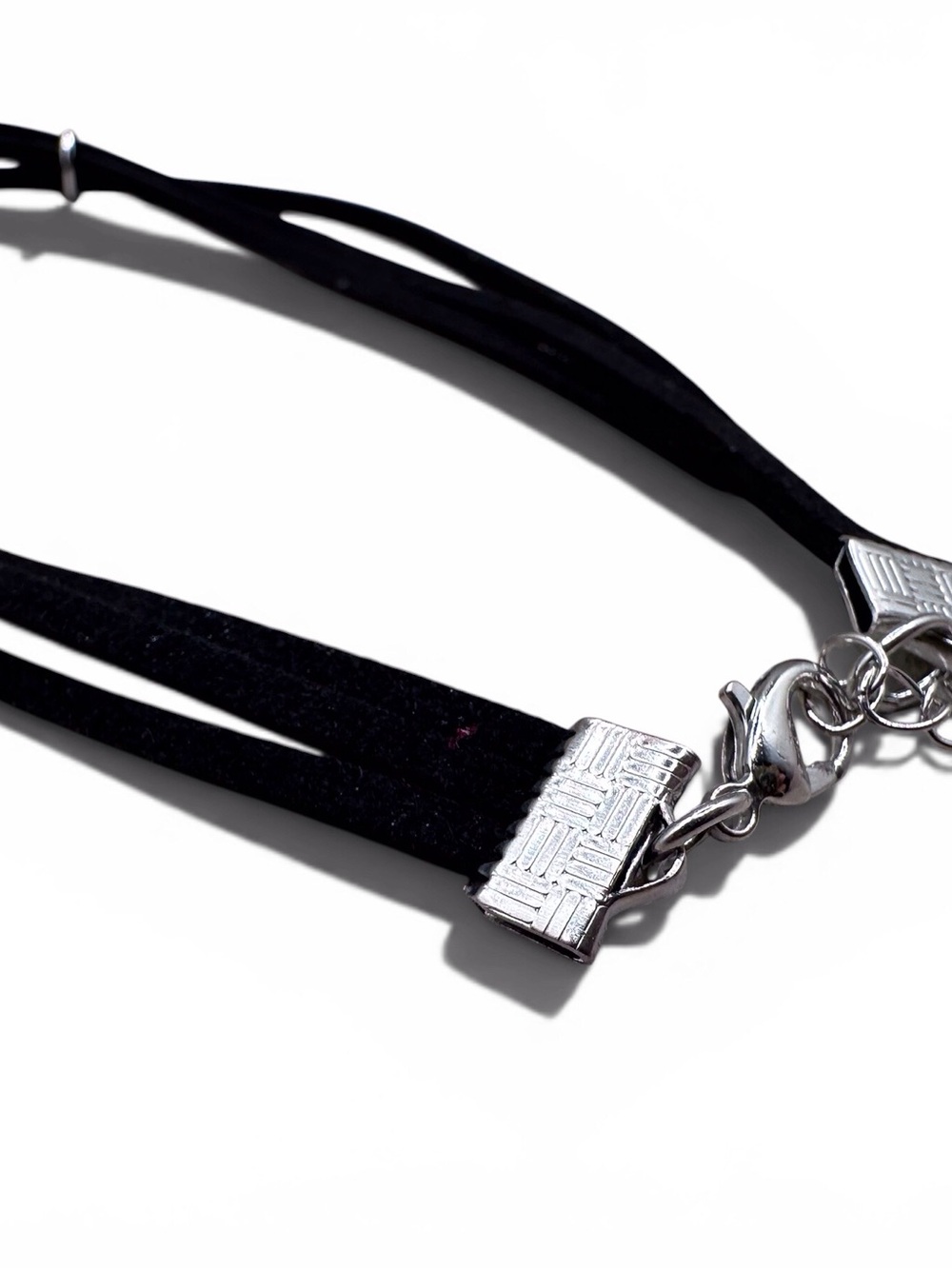 Black Velvet Choker Necklace with Silver Platform 9 3/4 Pendant - Picture 5 of 5